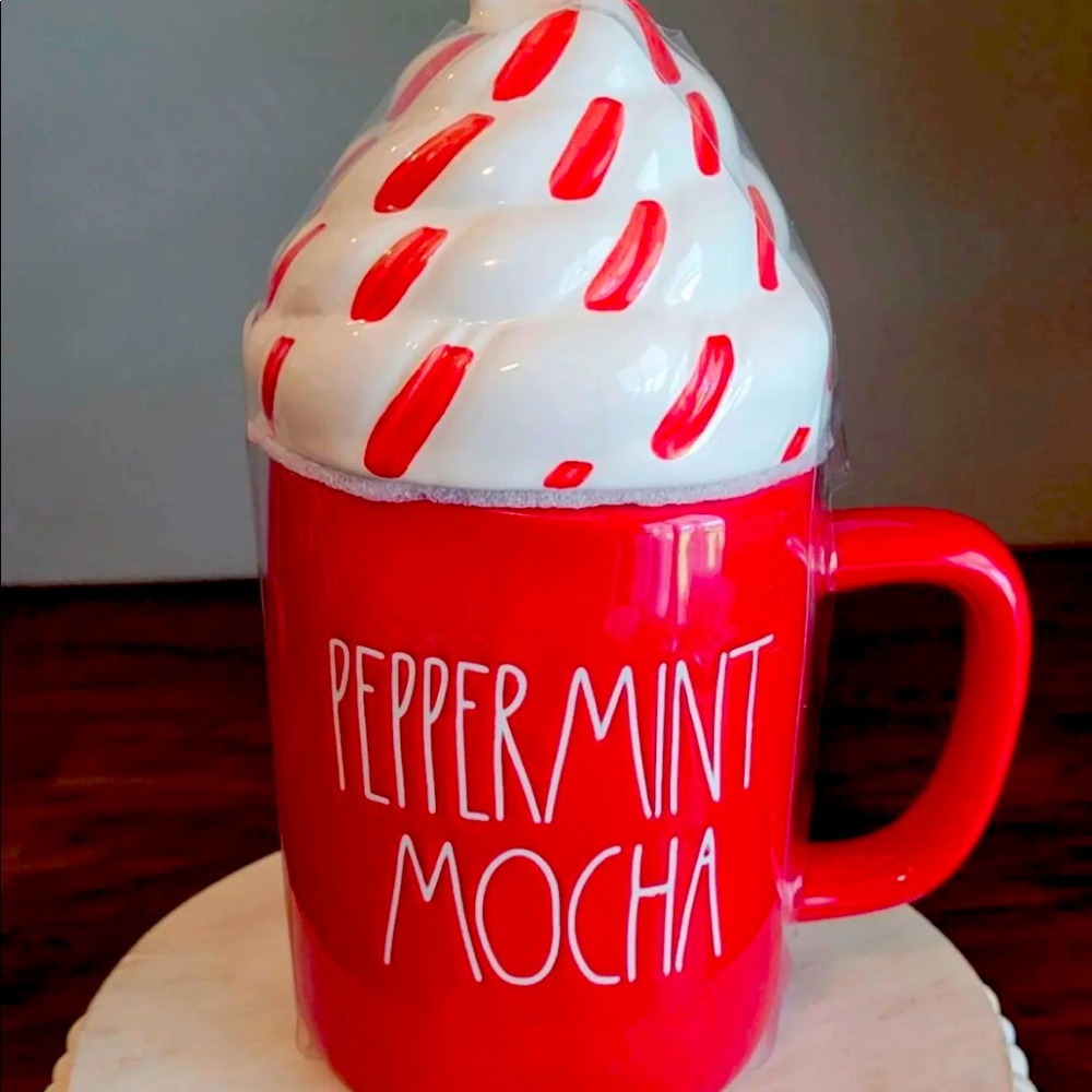 Rae Dunn mug with topper